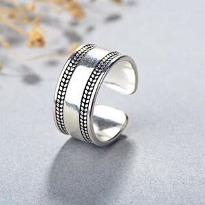 Retro 925 Sterling Silver Band Ring